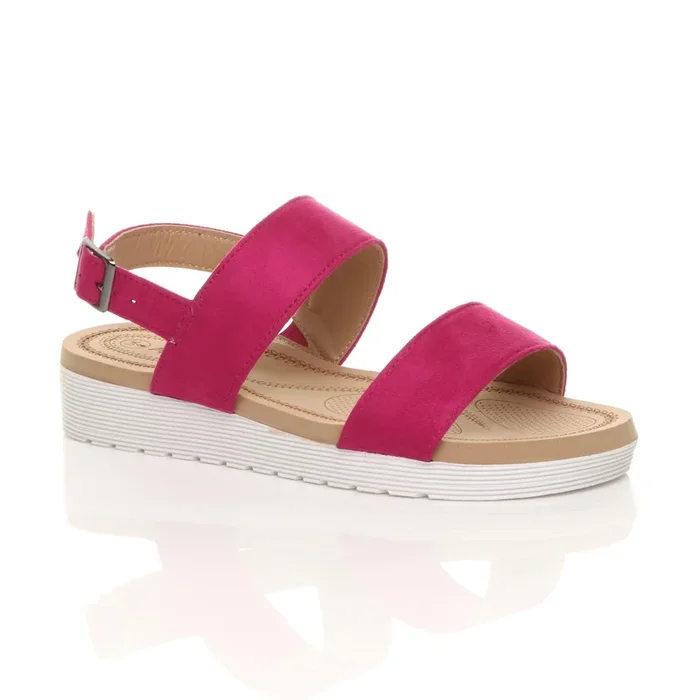 Low Wedge Heel Strappy Faux Suede Flatforms