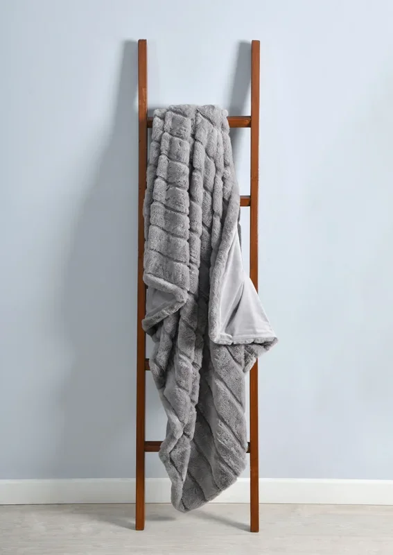 Luxuriously Soft and Cosy Striped Faux Fur Throw