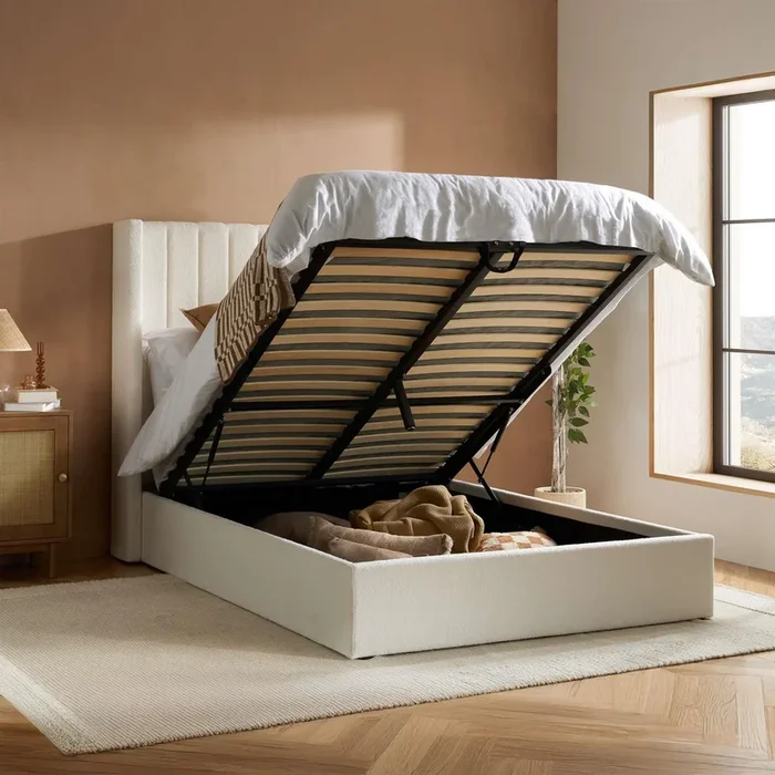 Maisey Ottoman White Boucle Bed Birlea