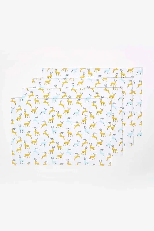 Majestic Stag Grey Christmas Placemats, Set of 4