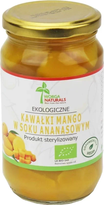 Mangostücke in Ananassaft BIO 350 g (200 g) (Glas) – WORGA NATURALS