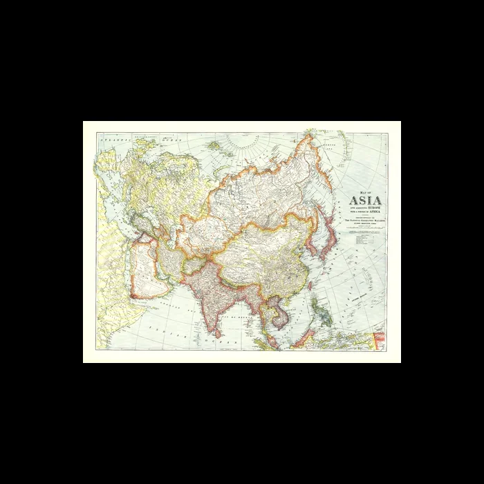 Map of Asia with Europe and a portion of Africa – Published 1921 Map