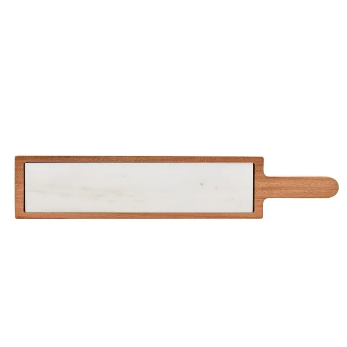 Marble & Acacia Wood Rectangular Serving Board – White