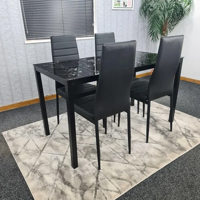 Marble Dining Table Set with 4 Chairs Dining Room, and Kitchen table set of 4