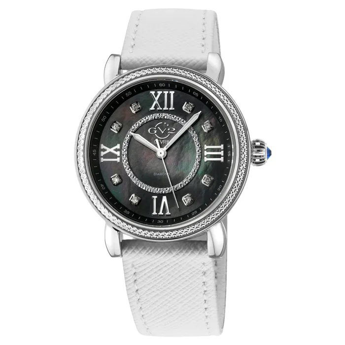 Marsala Vegan, Swiss Quartz Watch, Black MOP Dial, Vegan leather, and Sapphire Crystal