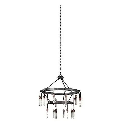 Matte Gun Metal 20-Light 2 Tier Industrial Chandelier, Belen Kox