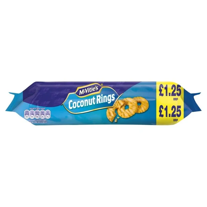 McVitie’s Coconut Rings Biscuits 300g PMP £1.25 – Case of 12