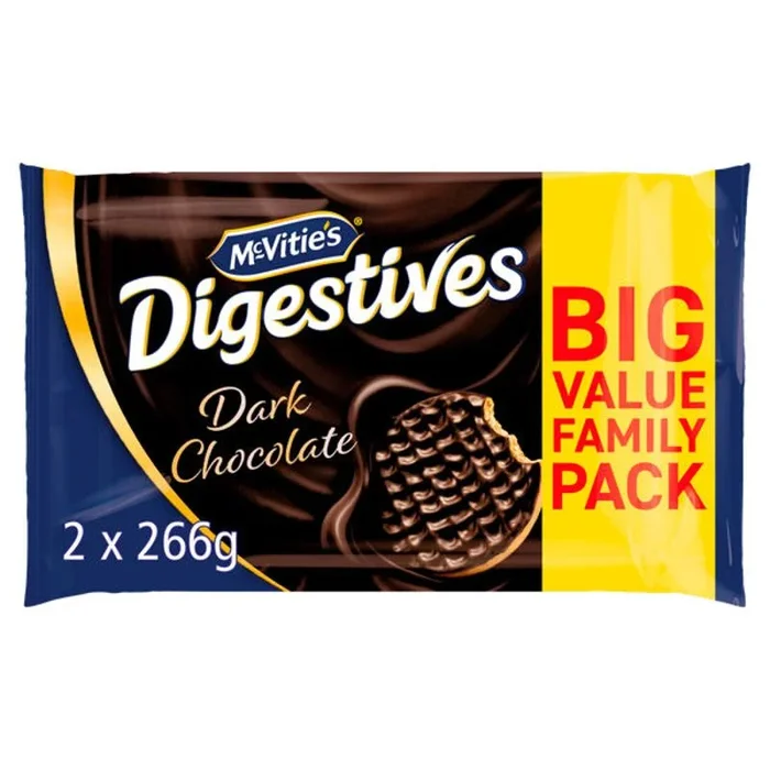 McVitie’s Dark Chocolate Digestives Biscuits Twin Pack 2x266g – Case of 6