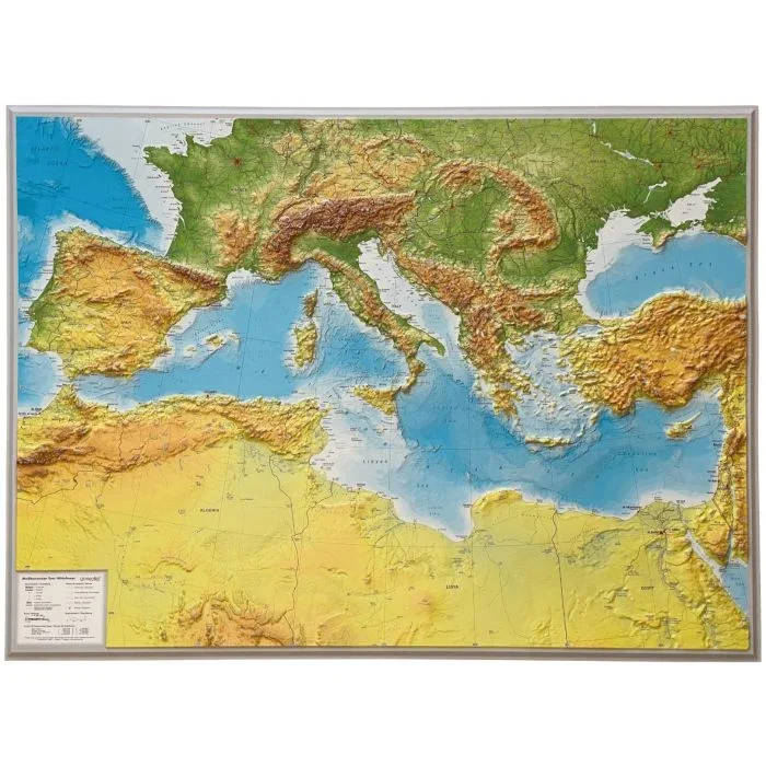 Mediterranean Sea Raised Relief Wall Map