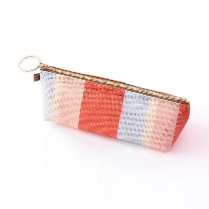 Mesh Striped Red Pencil Case
