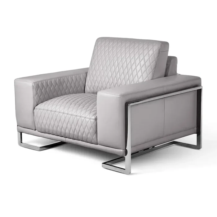Mia Bella Gianna Chair and a Half – Light Gray – Stainless Steel