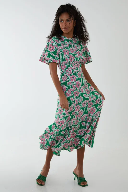 Midi Dress With Godet Insert
