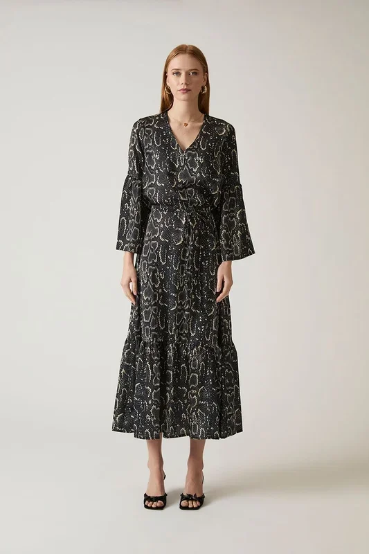 Midi Snake Black Dress