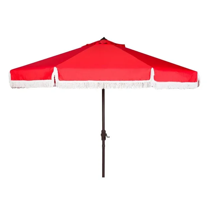 Milan Fringe 9Ft Crank Outdoor Push Button Tilt Umbrella