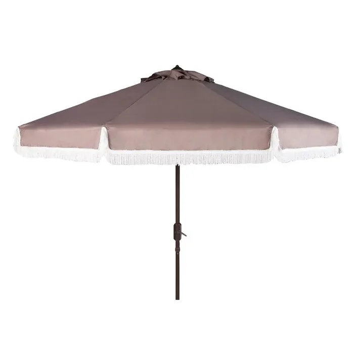 Milan Fringe 9Ft Crank Outdoor Push Button Tilt Umbrella