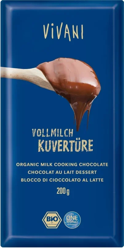 Milchkuvertüre zum Kochen BIO 200 g – VIVANI