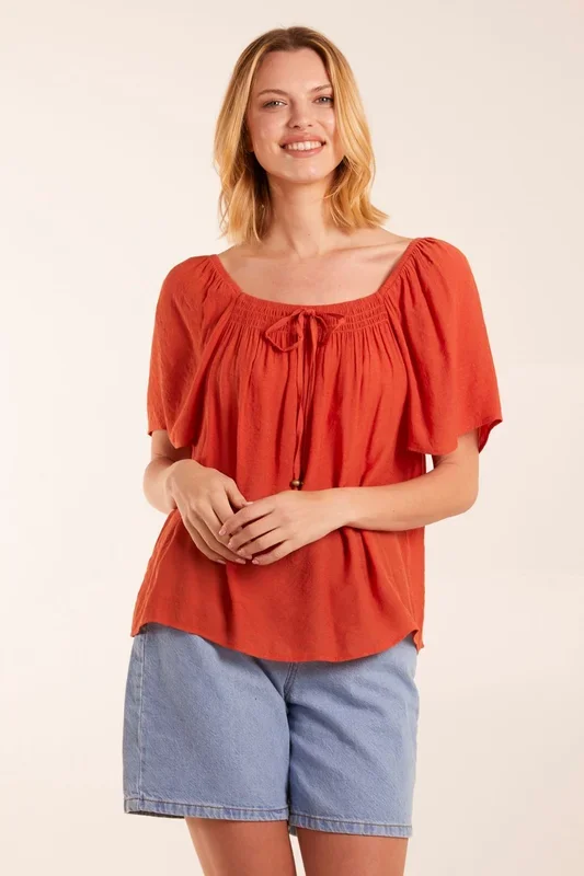 Milkmaid Shirred At Front Swing Top