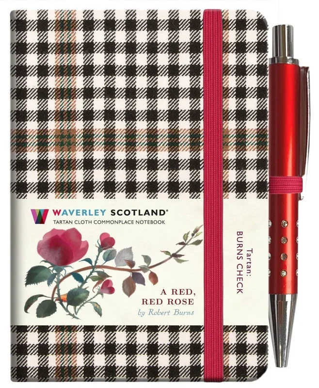 Mini Tartan Notebook With Pen – Red, Red Rose