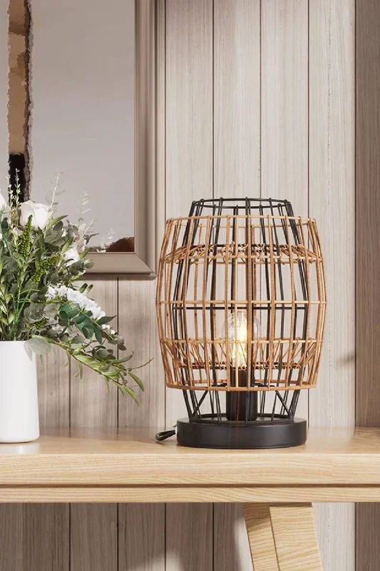 Modern 1-Light Hand-Braid Lampshade E14 Table Lamp