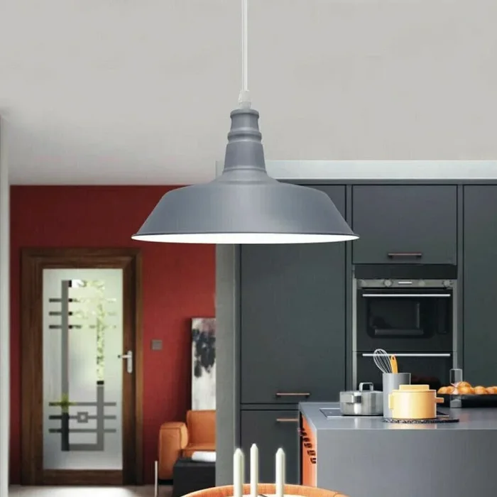 Modern Adjustable Hanging Bowl Grey Pendant Lamp E27 Holder~2859