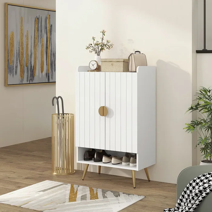 Modern Hallway Shoe Cupboard with Adjustable Shelves for Entryway