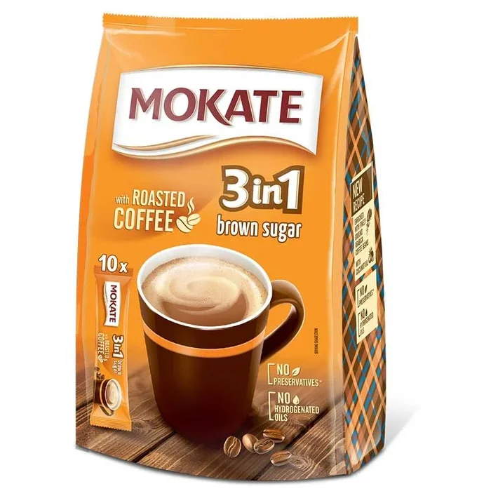 Mokate 3 in 1 Roasted Coffee with Brown Sugar 10 Pack – Case of 10