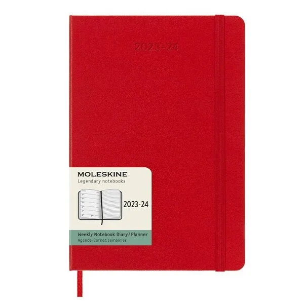 Moleskine 2023/24 Academic Scarlet Red Hard Cover Large Weekly Diary