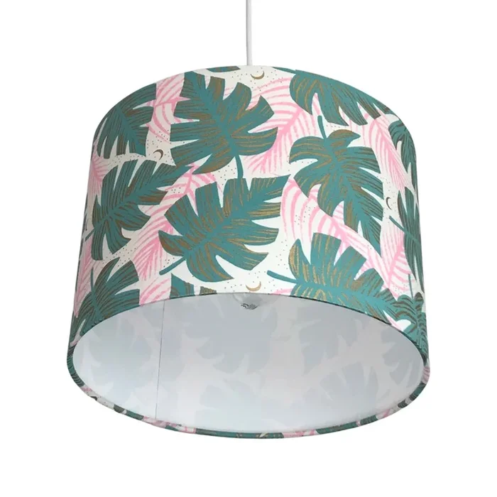 Monstera White Drum Lampshade