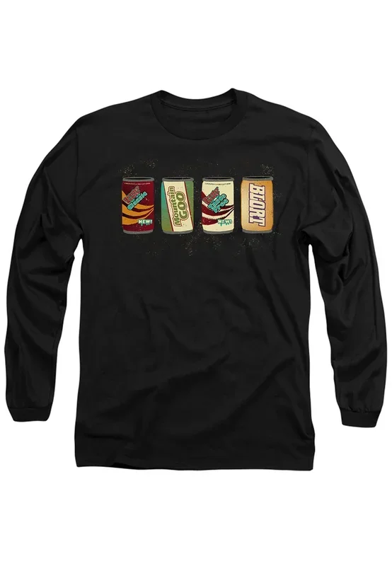 Monsters At Work Drooler Cooler, Mountain Goo, Blort Sodas Long Sleeve T-Shirt, Black