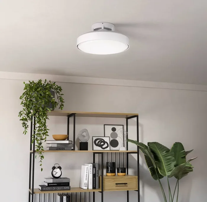 Morenci White LED Ceiling Fan Light 48cm, Remote Control, Dimmable, Tuneable White Light, 6-Speed