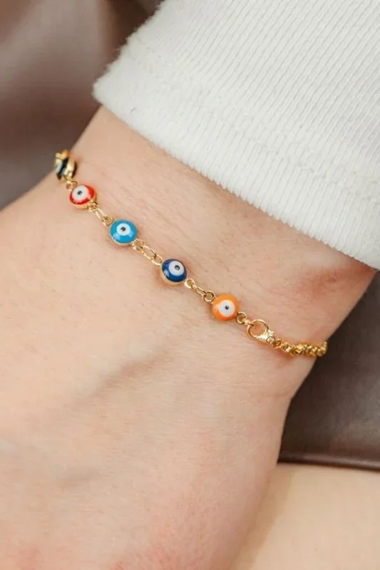Multi-color Tiny Evil Eye Beaded Charm Adjustable Protection Bracelet