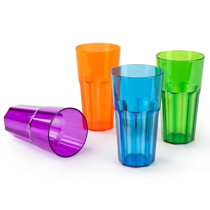 Multicoloured Retro Plastic Tumblers, Set of 4