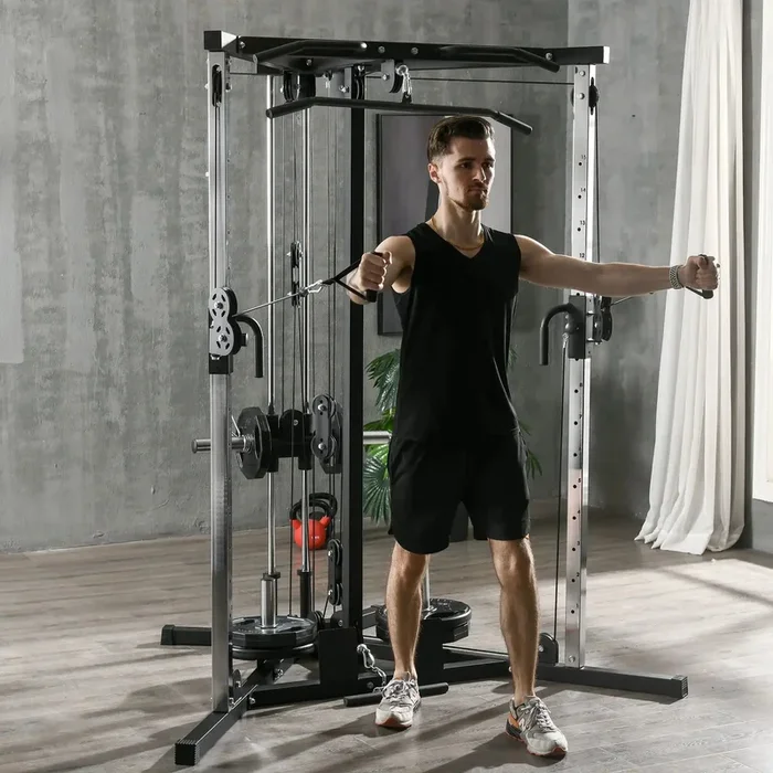 Multifunctional Gym Equipment with High and Low Pulleys and Pull Up Bar