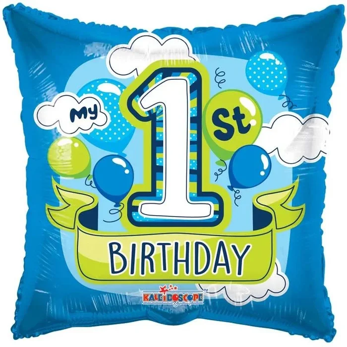 “My 1st Birthday” Design Foil 1st Birthday Balloon Blue 18″