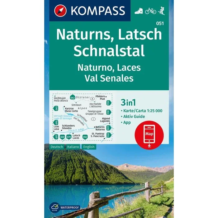 Naturns · Latsch · Schnalstal / Naturno · Laces · Val Senales, Italy [051] Kompass Hiking Map | 1:25,000