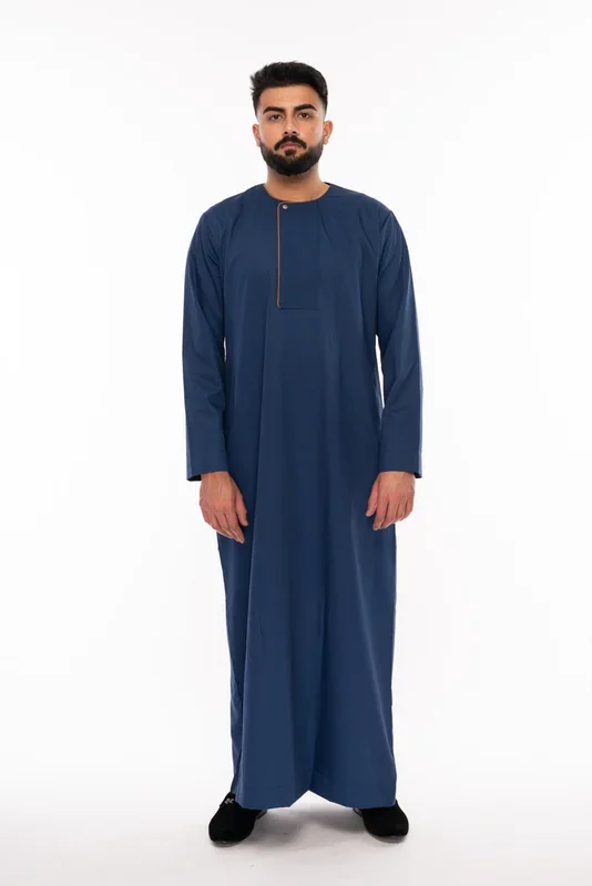 Navy Blue Omani Piping Thobe
