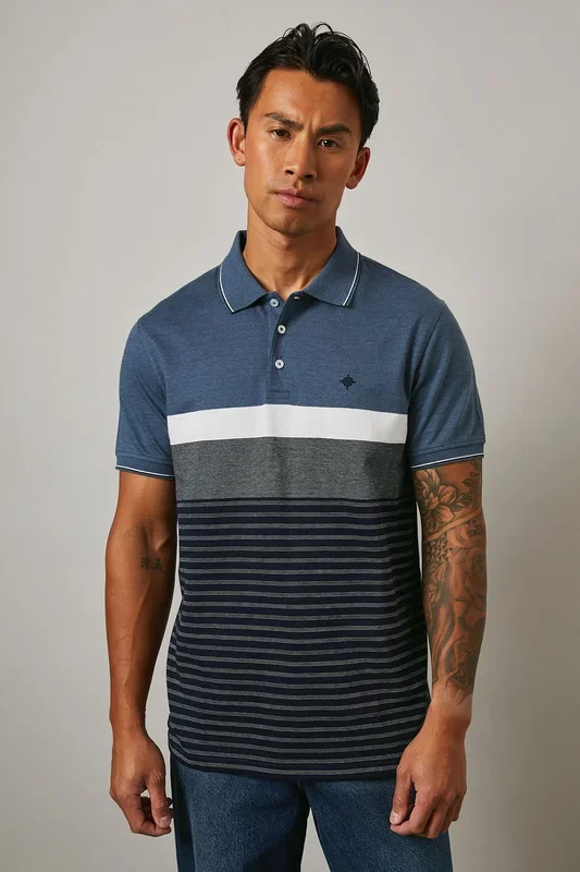 Navy Rome Placement Stripe Polo Shirt