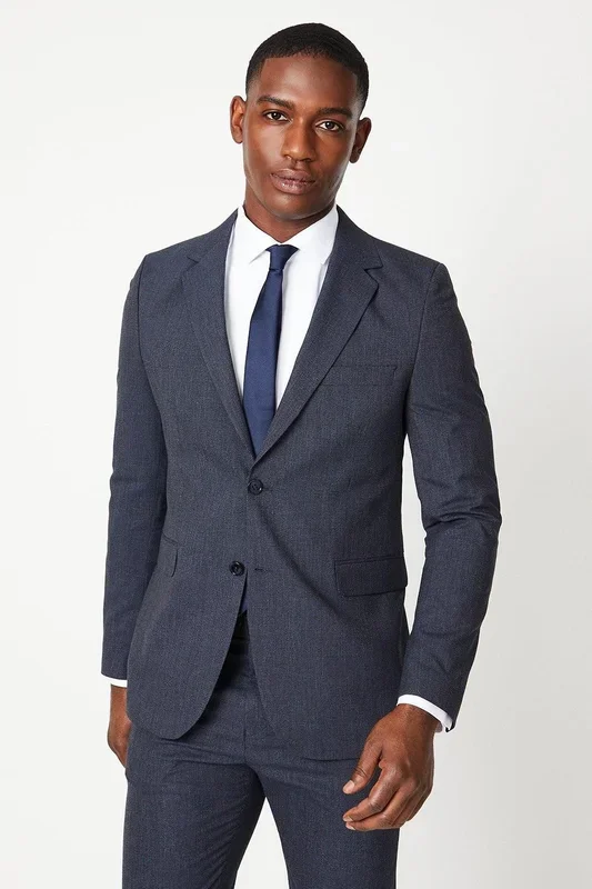 Navy Slim Fit Puppytooth Suit Jacket