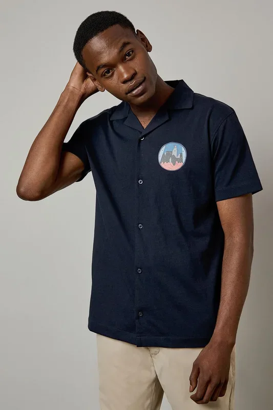 Navy Sunset Logo Short Sleeve Shirt