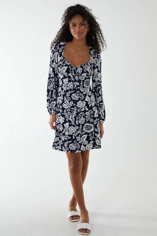 Neck Shirred Midi Tiered Dress