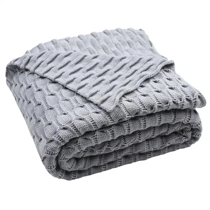 Noela Knit Throw, Light Grey
