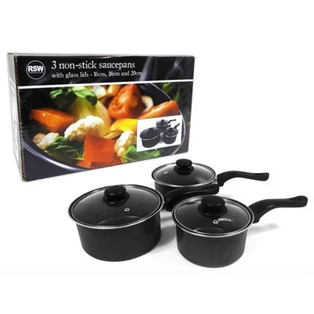 Non Stick Saucepan Set 3 pack