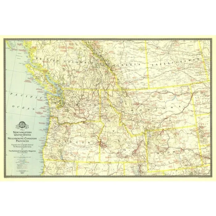 Northwestern United States and Canadian Provinces – Published 1941 Map