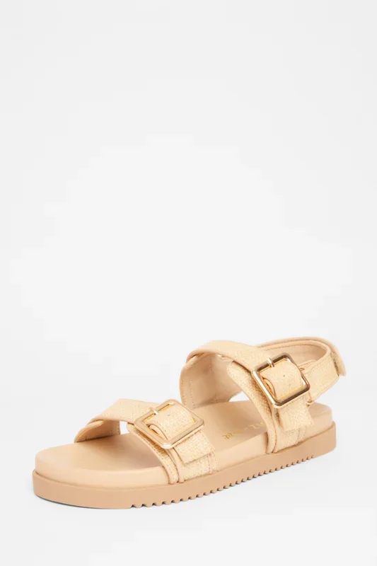 Nude Wide Fit Double Strap Sandals