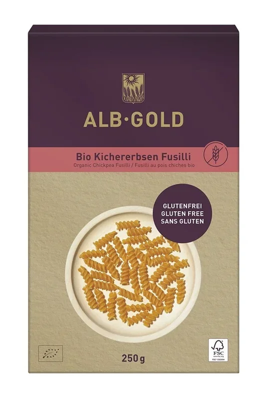 Nudeln (Kichererbsen), Twist, glutenfrei BIO 250 g – ALB GOLD