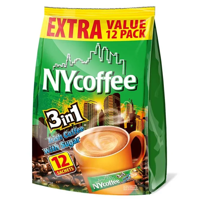 NY Coffee 3 in 1 Irish Coffee with Sugar 12 Pack – Case of 10