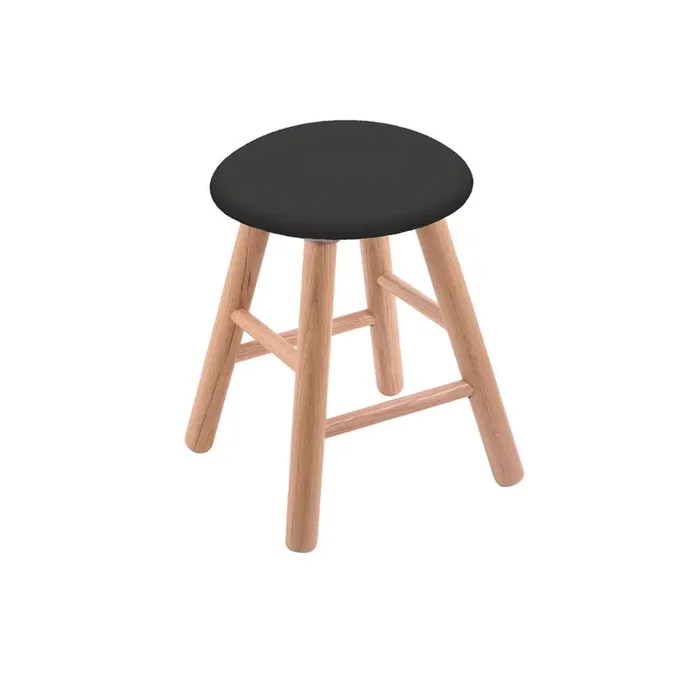 Oak Round Cushion 18″ Swivel Vanity Stool with Smooth Legs, Natural Finish, and Canter Iron Seat