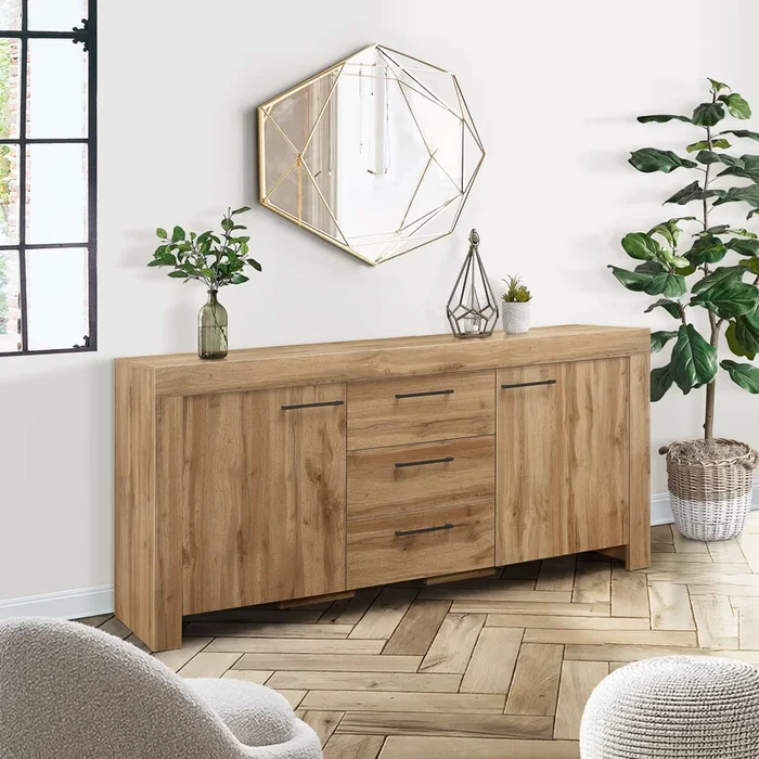 Oak Sideboard New 3 Drawer 2 Door Birlea Compton Storage Cabinet