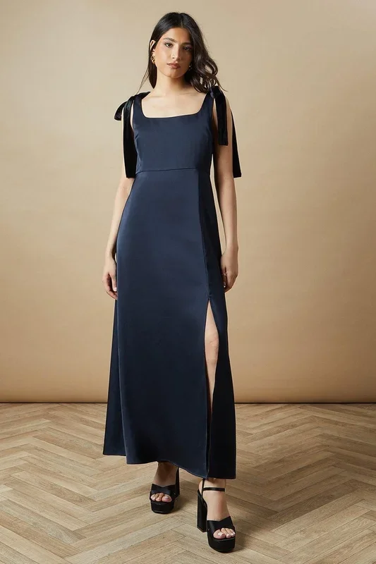 Occasion Velvet Tie Shoulder Maxi Dress