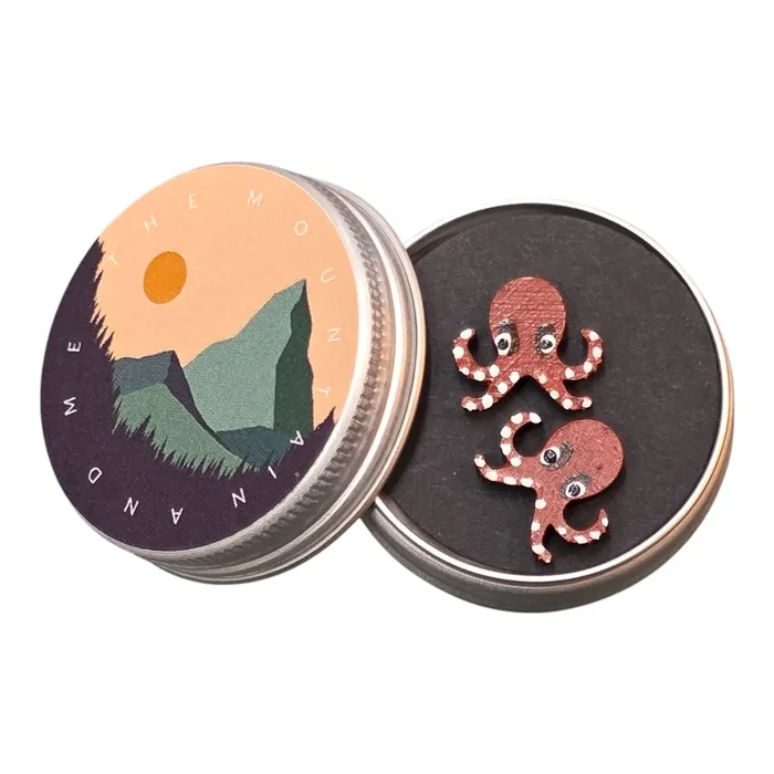 Octopus Bamboo Stud Earrings